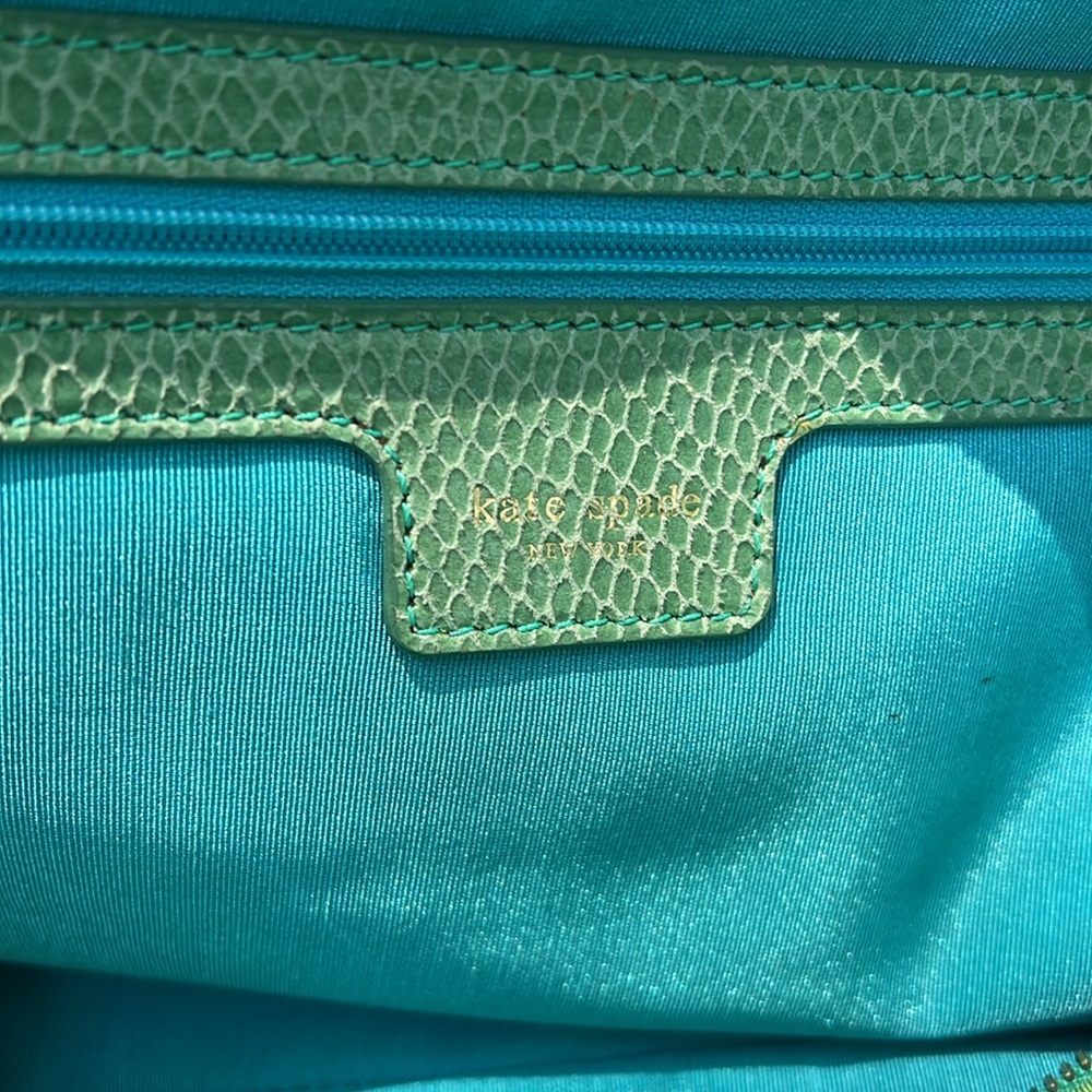 Kate Spade Green and Blue Striped Tote Bag EUC - Picture 16 of 17